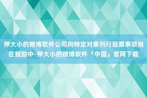 押大小的赌博软件公司向特定对象刊行股票事项尚在鼓励中-押大小的赌博软件「中国」官网下载