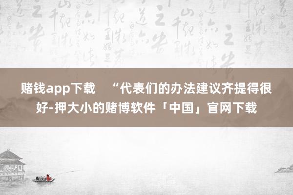 赌钱app下载    “代表们的办法建议齐提得很好-押大小的赌博软件「中国」官网下载